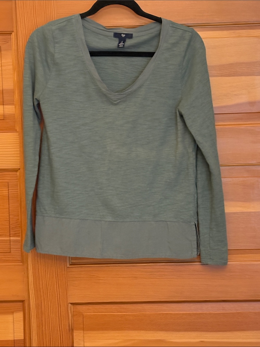 GAP Sage Green V-Neck Long Sleeve Top